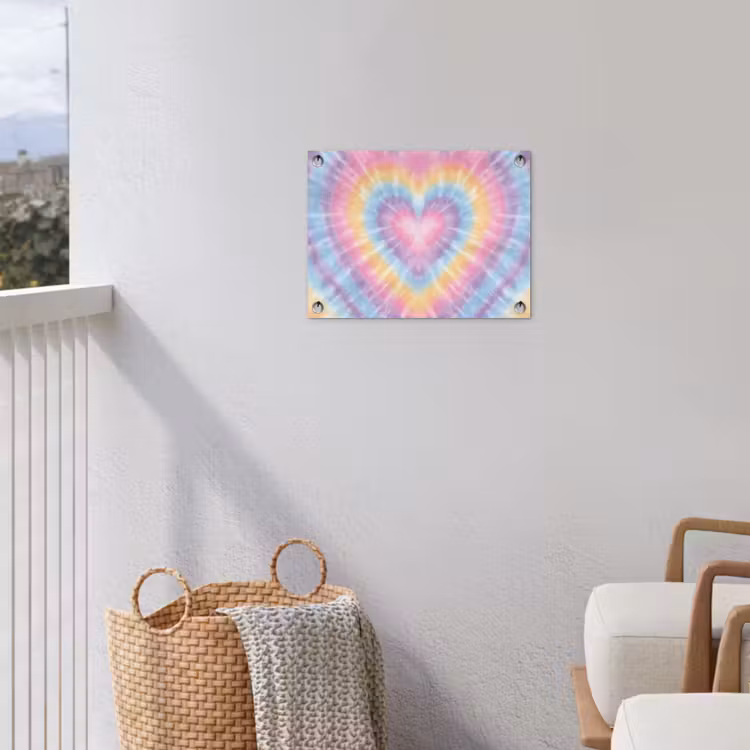 Hartvorm - Pastelkleuren - Tie Dye tuinposter los doek klein -sfeer8