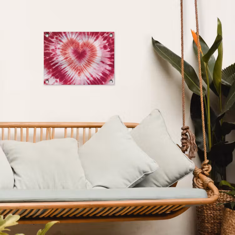 Hartvorm - Roze - Tie dye tuinposter los doek klein -sfeer7