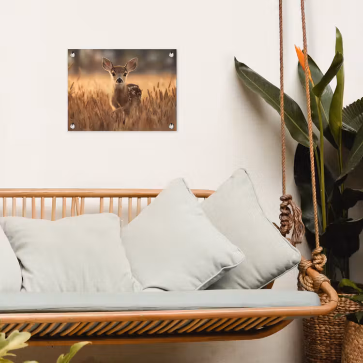 Hert - Graanveld - Bruin tuinposter los doek klein -sfeer7