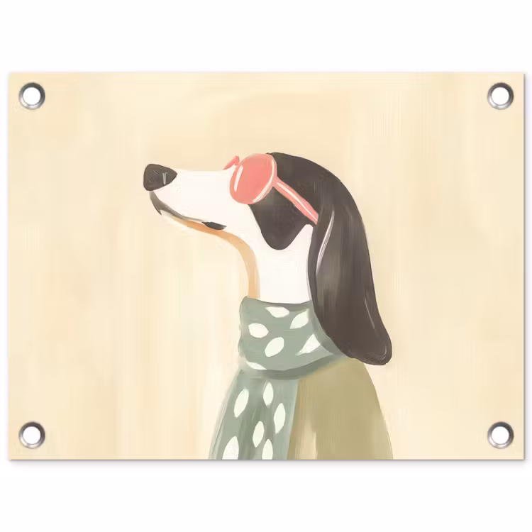 Hond - Zonnebril - Sjaal tuinposter los doek klein -3d