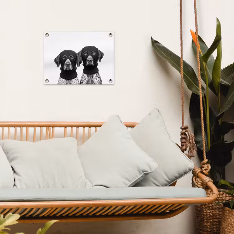 Honden - Bivakmuts - Zwart - wit tuinposter los doek klein -sfeer7