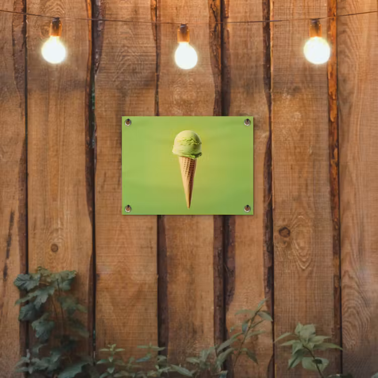 Hoorntje - Schepijs - Groen tuinposter los doek klein -sfeer1