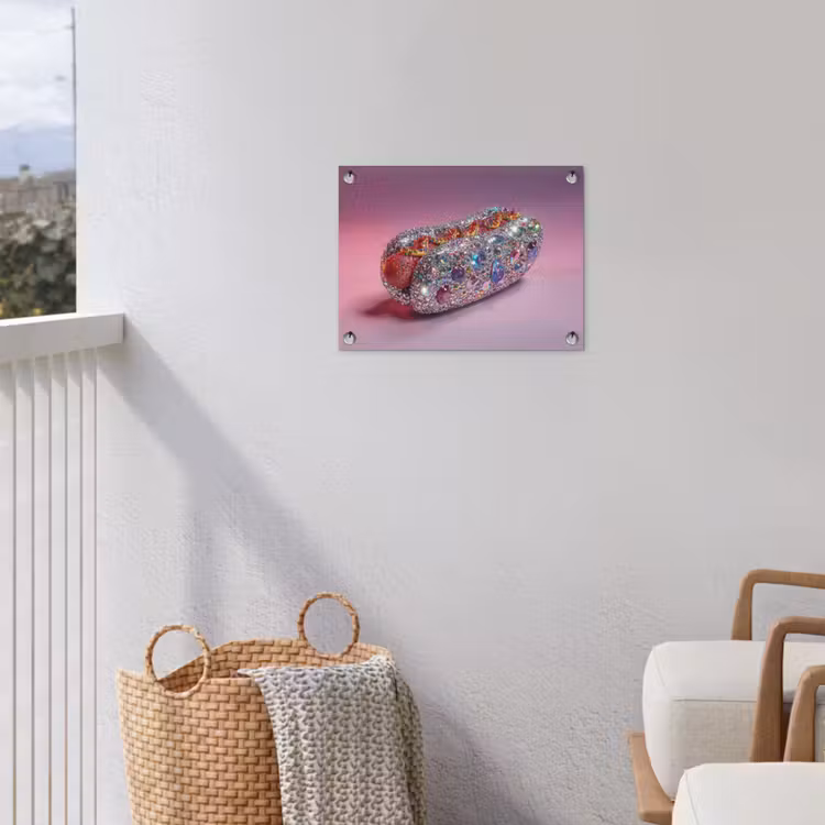 Hotdog - Steentjes - Glitters - Paars tuinposter los doek klein -sfeer8