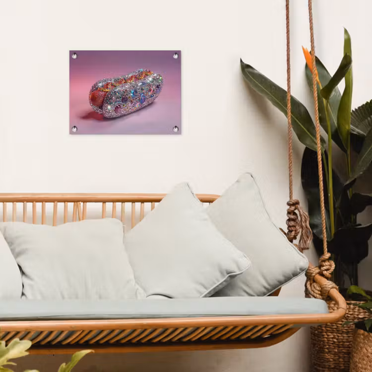 Hotdog - Steentjes - Glitters - Paars tuinposter los doek klein -sfeer7