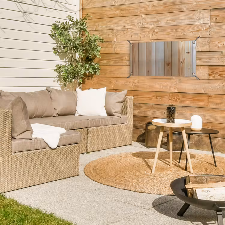 Hout - Planken - Licht tuinposter los doek klein -sfeer4