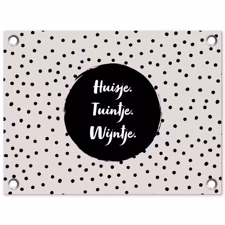Huisje. Tuintje. Wijntje - Quotes - Tekst - Wijn - Tuin tuinposter los doek klein -3d