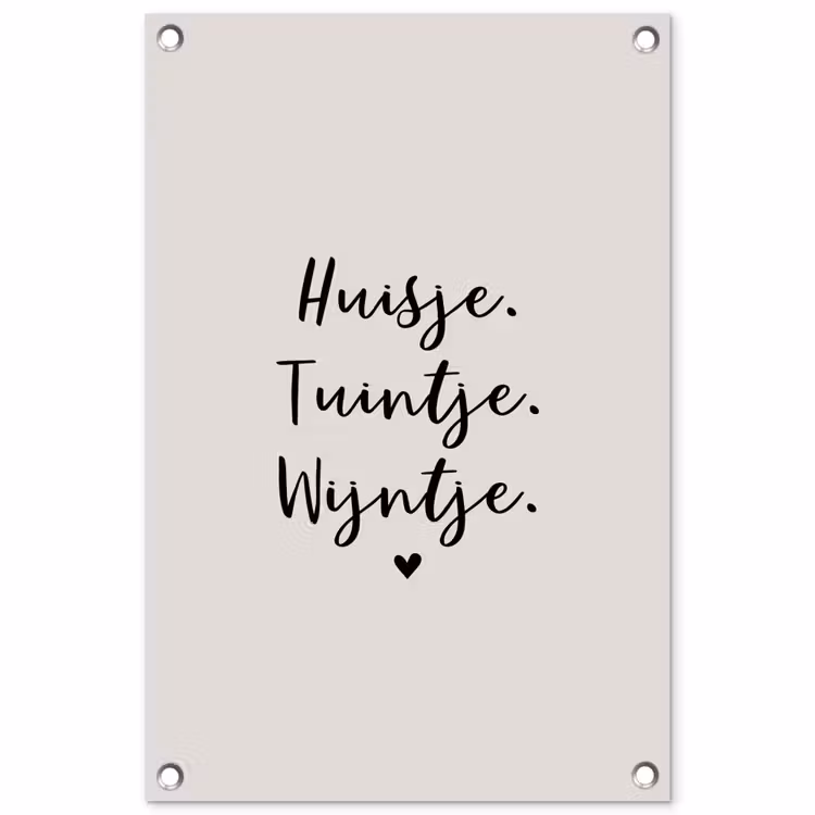 huisjetuintjewijntje-beige tuinposter los doek klein -3d