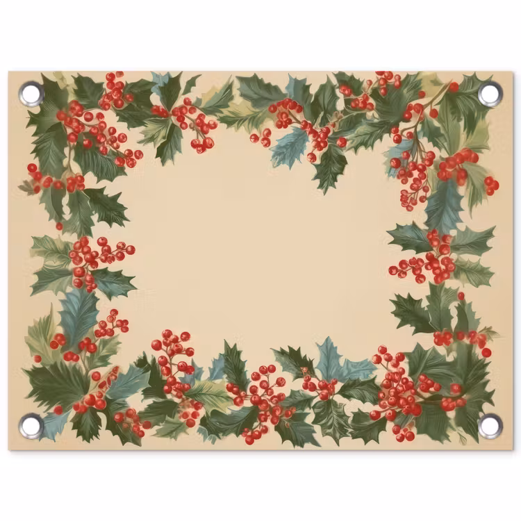 Hulstrand - Bessen - Beige tuinposter los doek klein -3d