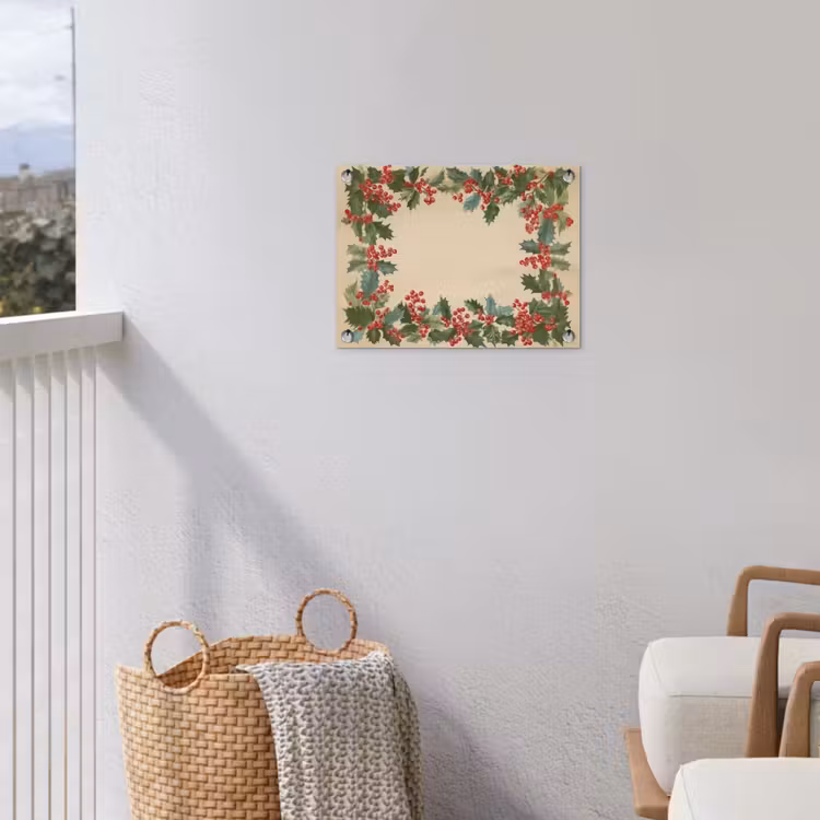 Hulstrand - Bessen - Beige tuinposter los doek klein -sfeer8