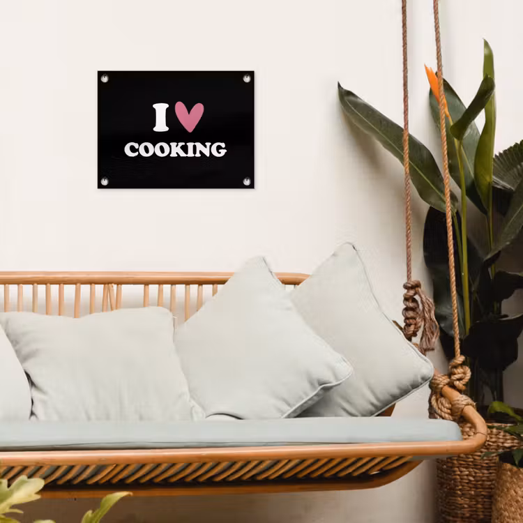 I love cooking - Koken - Hartje - Kookliefhebber - Kok - Spreuken tuinposter los doek klein -sfeer7