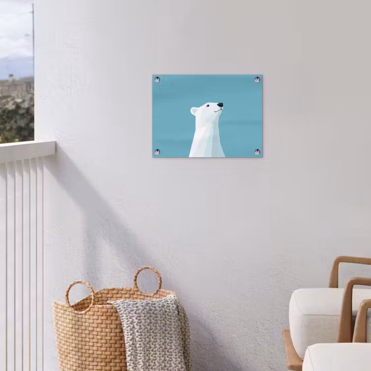Ijsbeer - Lichtblauw - Minimalistisch tuinposter los doek klein -sfeer8