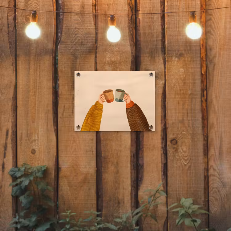 Illustratie - Mokken - Proosten - Bruin tuinposter los doek klein -sfeer1