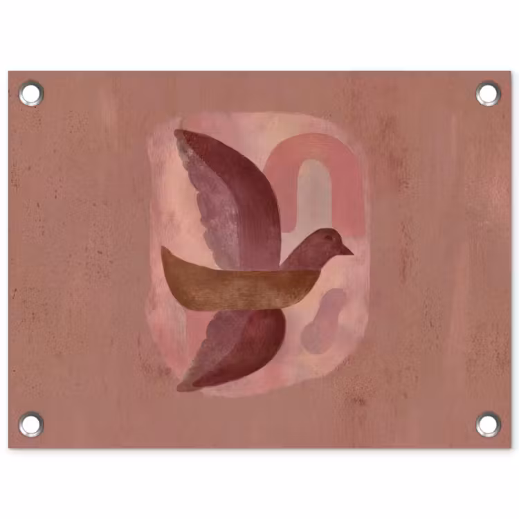 Illustratie - Vogels - Abstract - Roze tuinposter los doek klein -3d