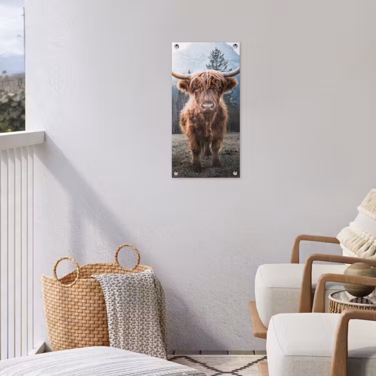 Imposante Hooglander in de Natuur tuinposter los doek klein -sfeer8