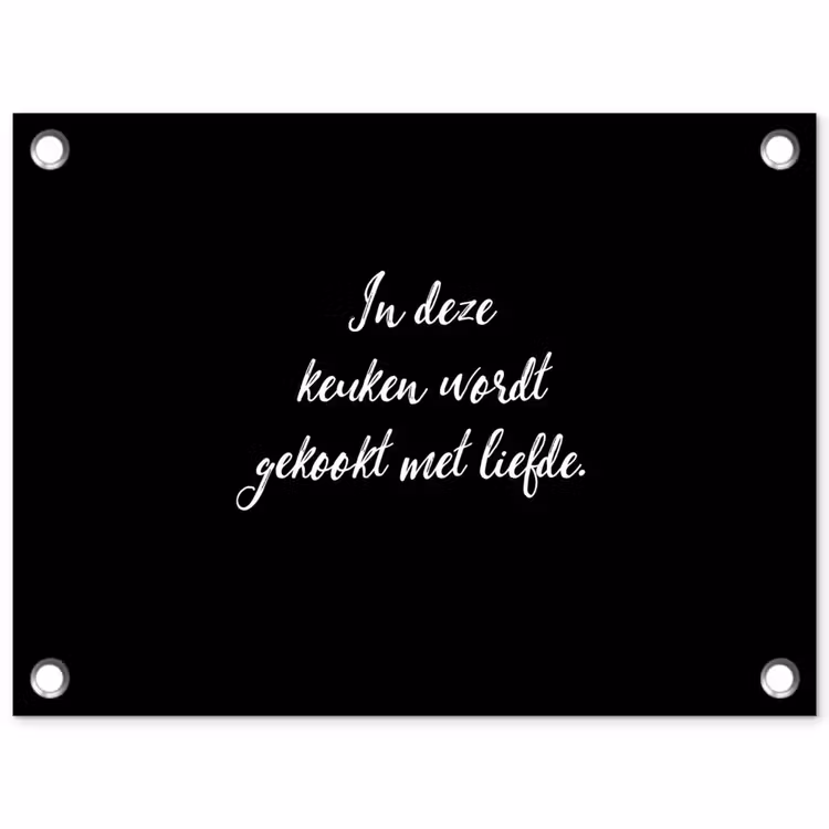 In deze keuken wordt gekookt met liefde - Koken - Spreuken - Quotes - Liefde tuinposter los doek klein -3d