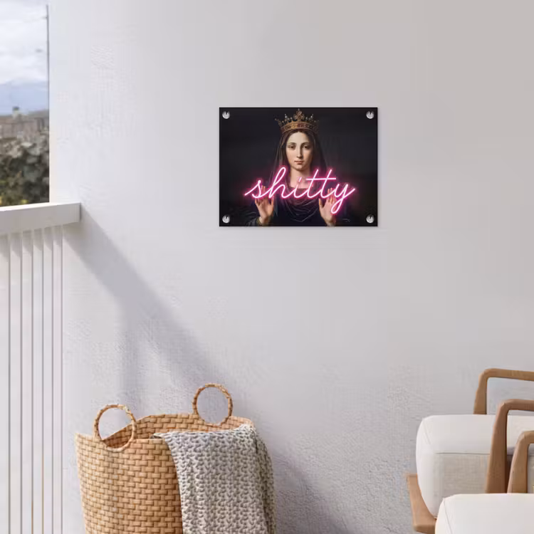 Ironisch - Tekst - Neon tuinposter los doek klein -sfeer8