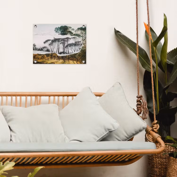 Italiaans landschap parasoldennen - Kunst - Hendrik Voogd - Schilderij - Zwart wit - Oude meesters tuinposter los doek klein -sfeer7