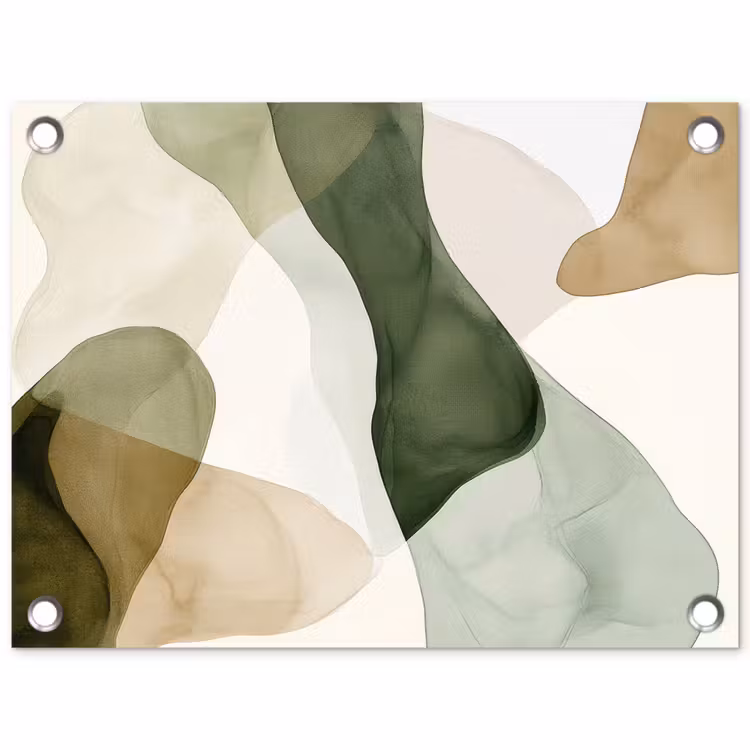 Japandi - Abstract - Groen tuinposter los doek klein -3d