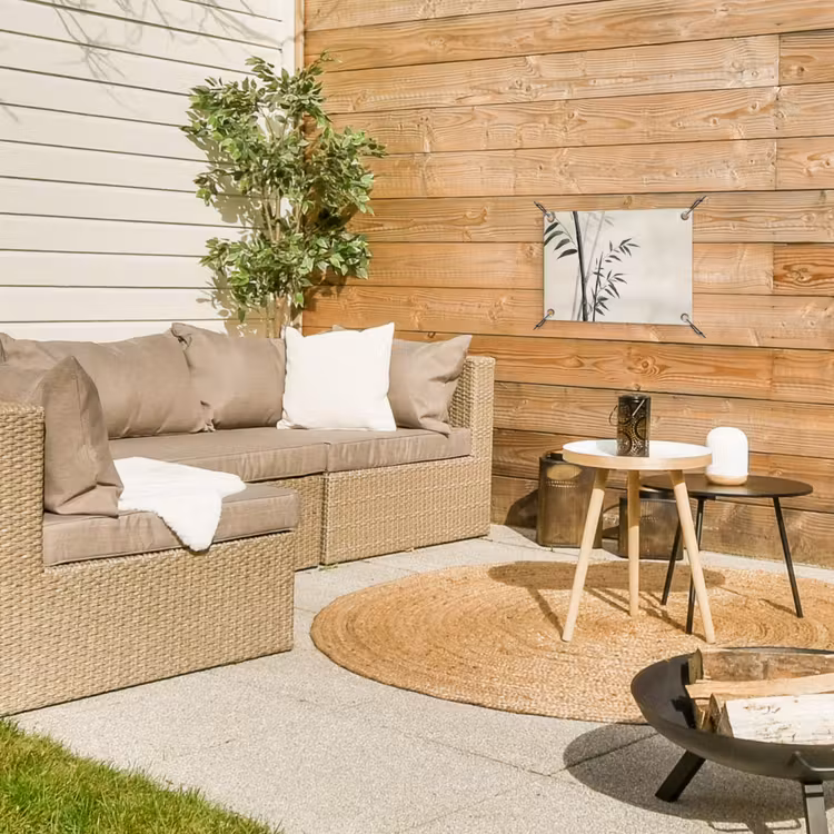 Japandi - Bamboe - Beige tuinposter los doek klein -sfeer4