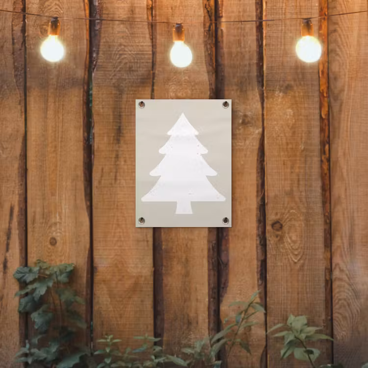 Japandi - Kerstboom - Beige - Kerstversiering tuinposter los doek klein -sfeer1