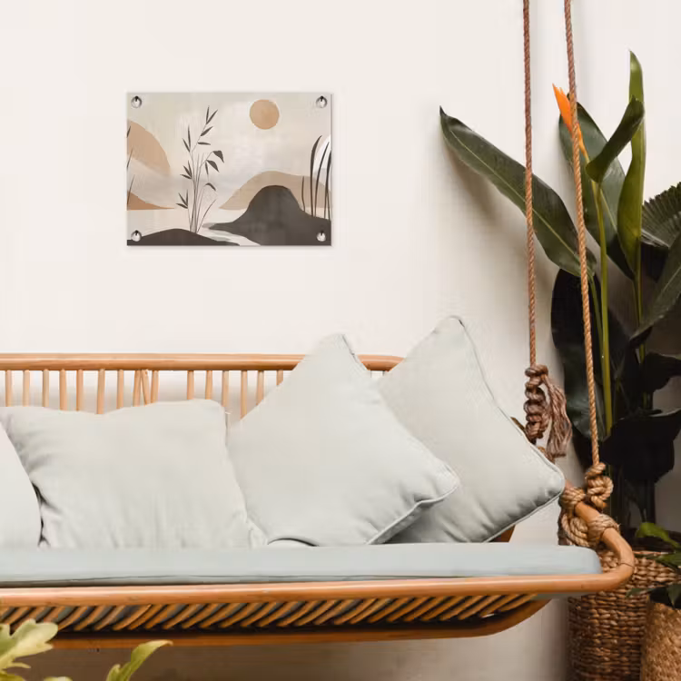 Japandi - Landschap - Beige tuinposter los doek klein -sfeer7