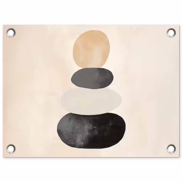 Japandi - Wabi sabi - Beige tuinposter los doek klein -3d