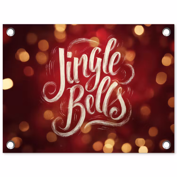 Jingle - Bells - Kerst - Rood tuinposter los doek klein -3d