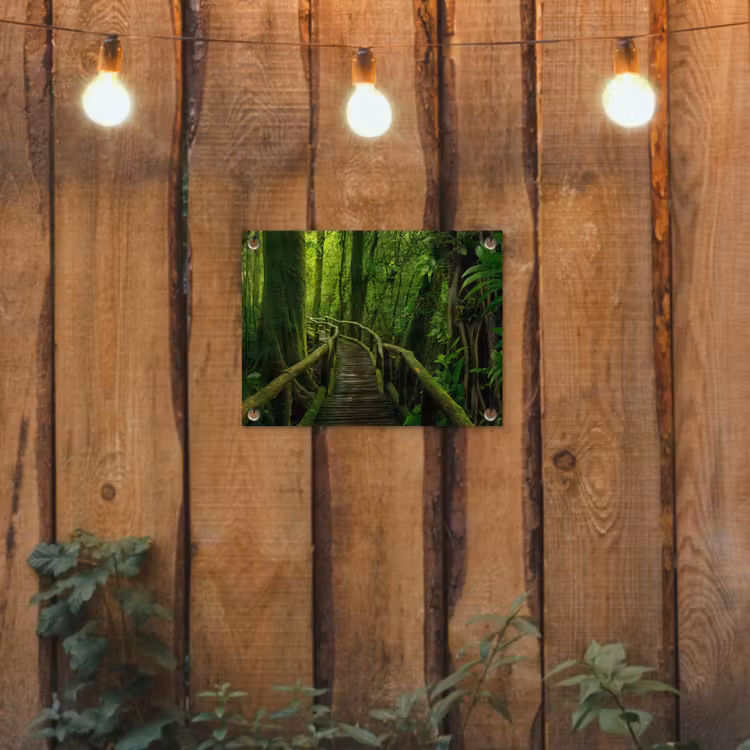 Jungle - Brug - Mos - Natuur - Tropisch tuinposter los doek klein -sfeer1