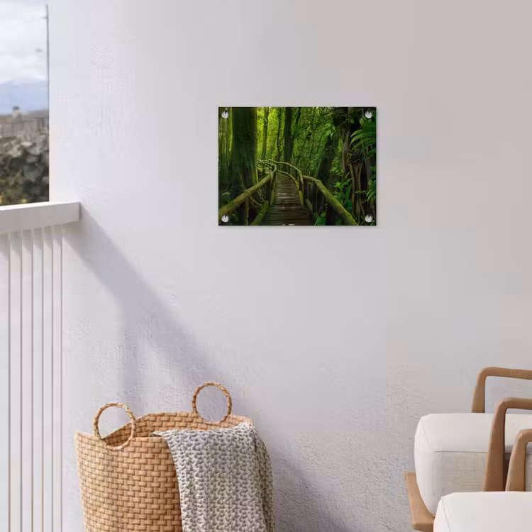 Jungle - Brug - Mos - Natuur - Tropisch tuinposter los doek klein -sfeer8