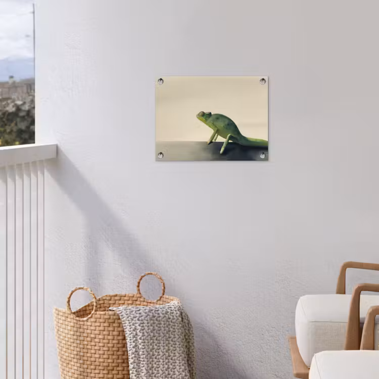 Kameleon - Groen - Minimalistisch tuinposter los doek klein -sfeer8