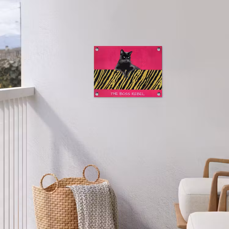 Kat - Baas - Roze - Tijgerprint tuinposter los doek klein -sfeer8