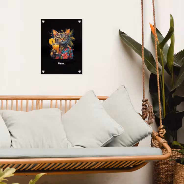 Kat in tropische street art stijl tuinposter los doek klein -sfeer7