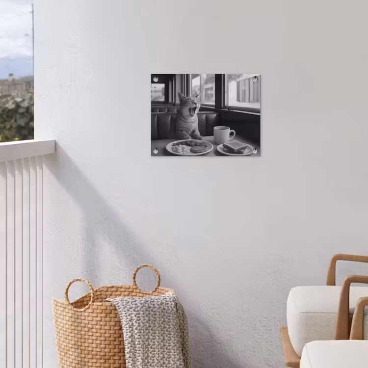 Kat - Koffie - Brood - Zwart tuinposter los doek klein -sfeer8