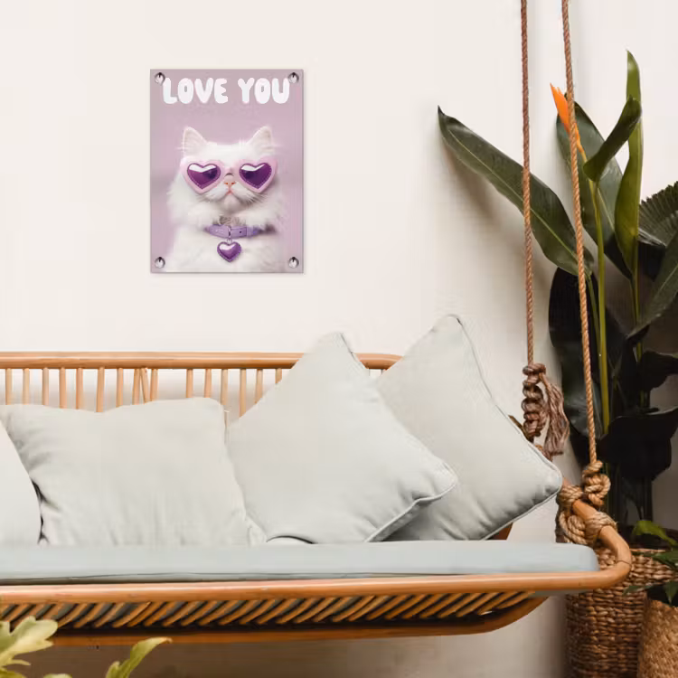 Kat - Love - Paars - Valentijn tuinposter los doek klein -sfeer7