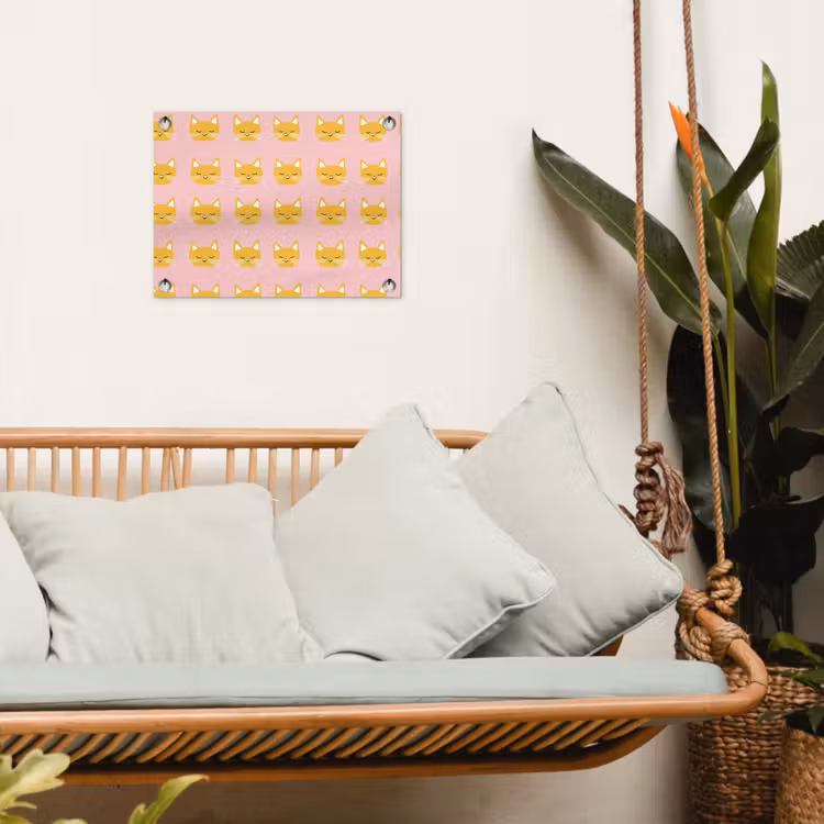 Katten - Patroon - Roze tuinposter los doek klein 239 -sfeer7
