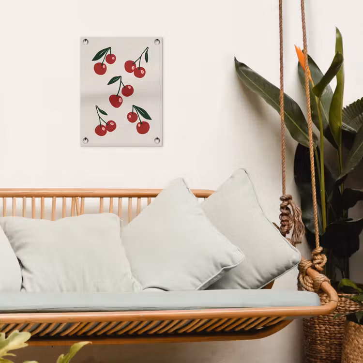 Kersen - Blaadjes - Rood tuinposter los doek klein -sfeer7