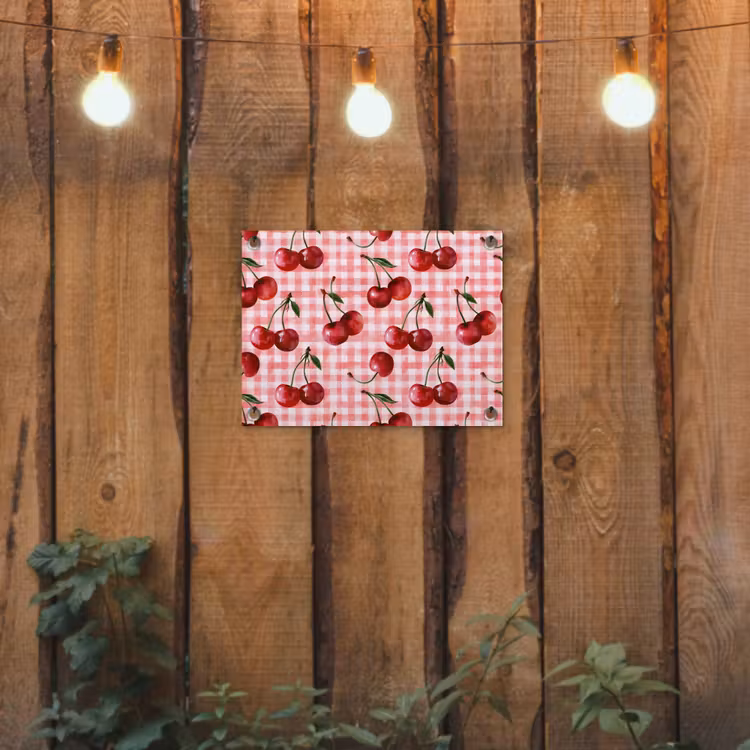 Kersen - Blokken - Rood tuinposter los doek klein 239 -sfeer1