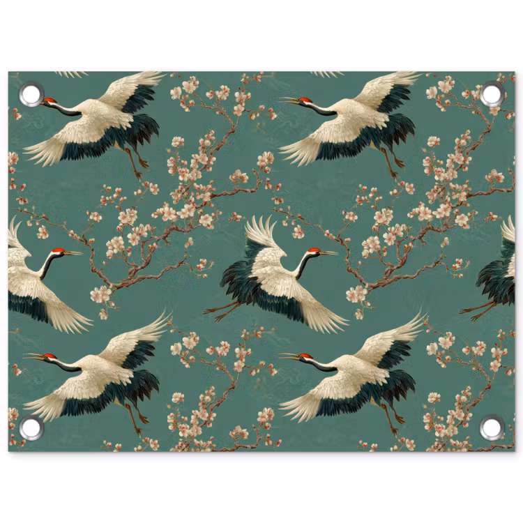 Kersenbloesem - Kraamvogels - Groen tuinposter los doek klein 239 -3d