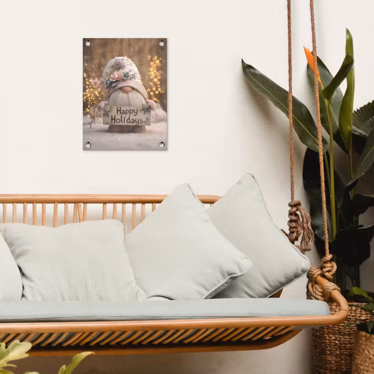 Kerst - Gnome - Bord - Kleurrijk tuinposter los doek klein -sfeer7