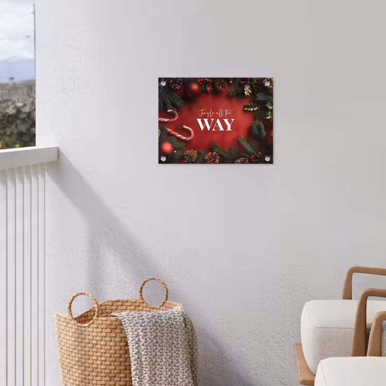 Kerst - Quote - Rood - Kerstballen tuinposter los doek klein -sfeer8