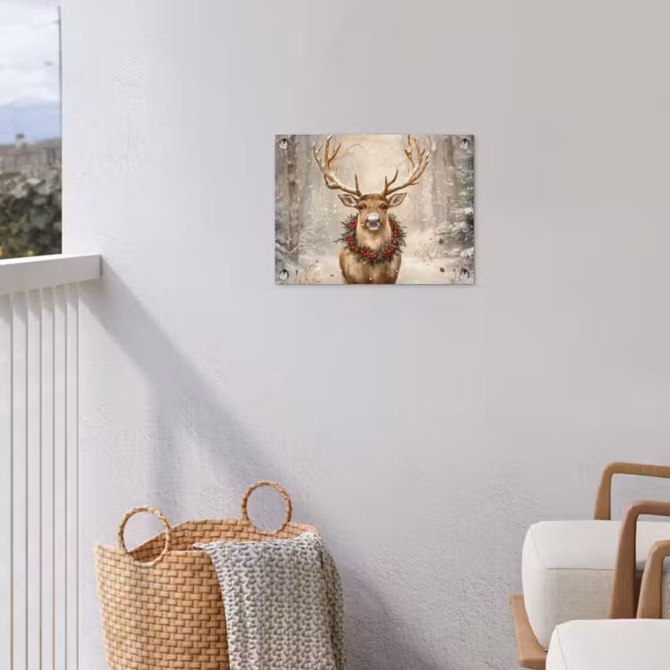 Kerst - Rendier - Winter - Krans tuinposter los doek klein -sfeer8