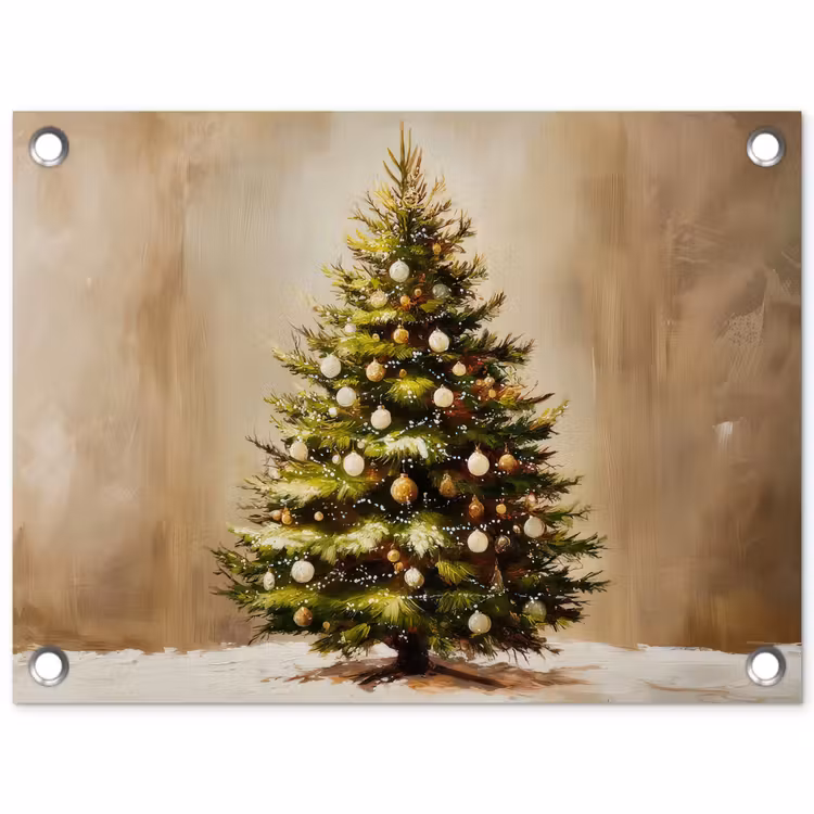 Kerst - Sfeer - Groen tuinposter los doek klein -3d