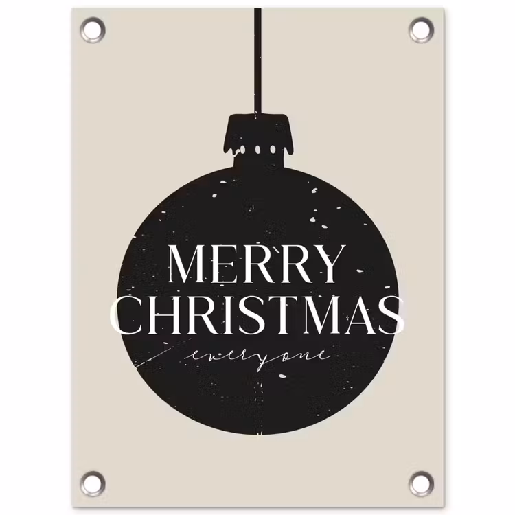 Kerstballen - Japandi - Christmas - Zwarte kerstballen tuinposter los doek klein -3d