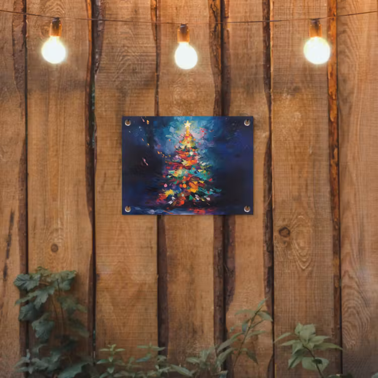 Kerstboom - Kerst - Abstract - Kleurrijk tuinposter los doek klein -sfeer1