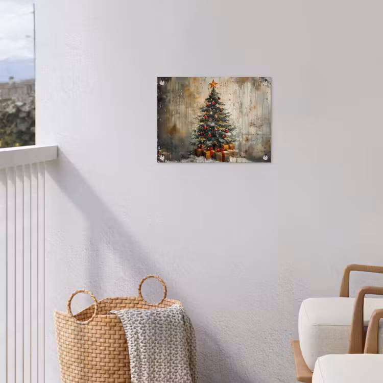 Kerstboom - Vintage - Kerst - Cadeau tuinposter los doek klein -sfeer8