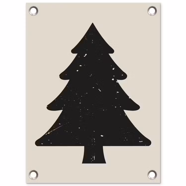 Kerstboom - Zwarte kerstboom - Boom - Japandi tuinposter los doek klein -3d