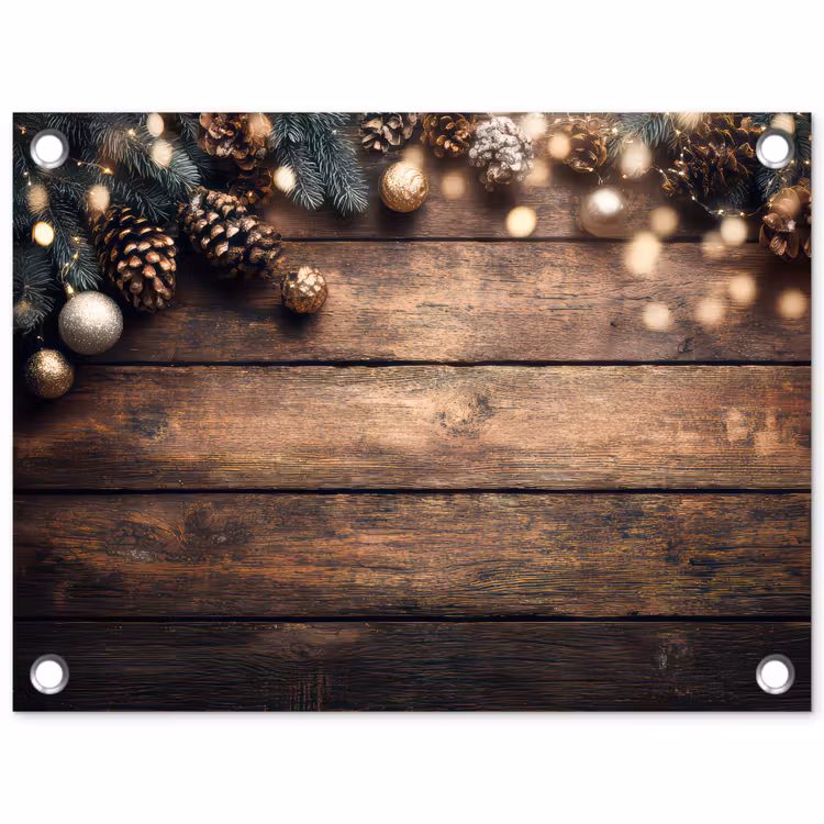 Kerstdecoratie - Houten - Dennenappel - Bruin tuinposter los doek klein -3d