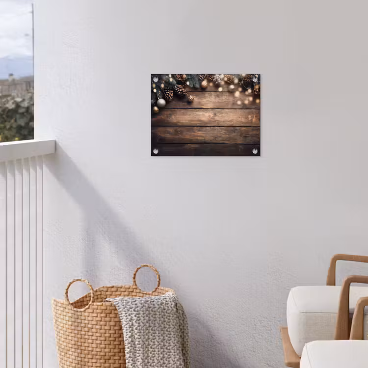 Kerstdecoratie - Houten - Dennenappel - Bruin tuinposter los doek klein -sfeer8