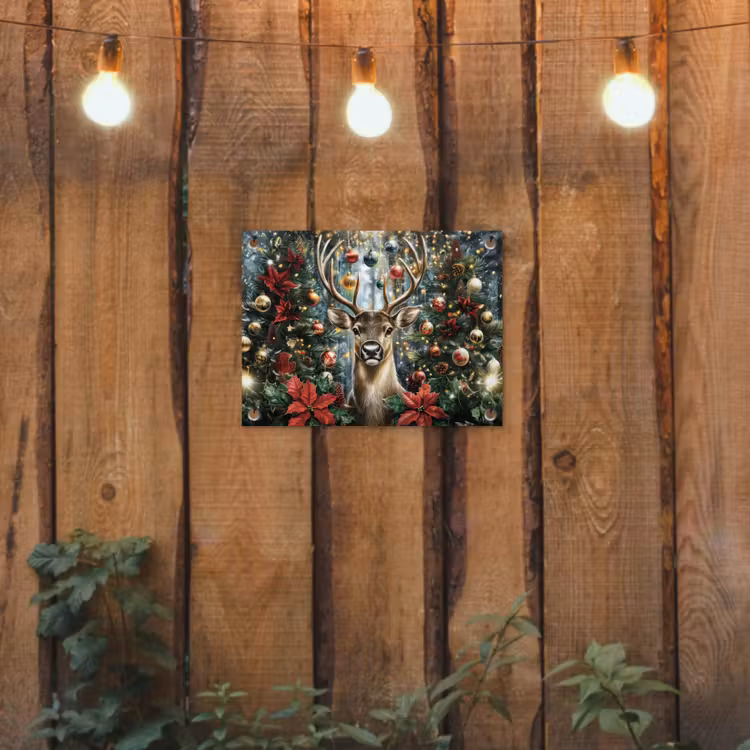 Kerstfeest - Dennenbos - Rood tuinposter los doek klein -sfeer1