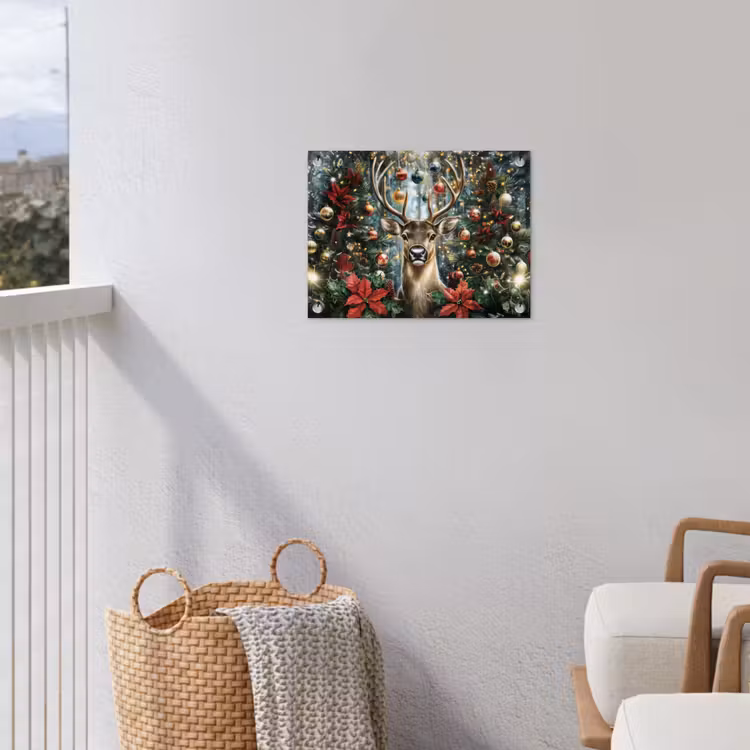 Kerstfeest - Dennenbos - Rood tuinposter los doek klein -sfeer8